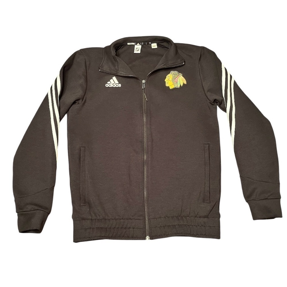 NHL Adidas x Chicago Blackhawks Full Zip Jacket Black Size M